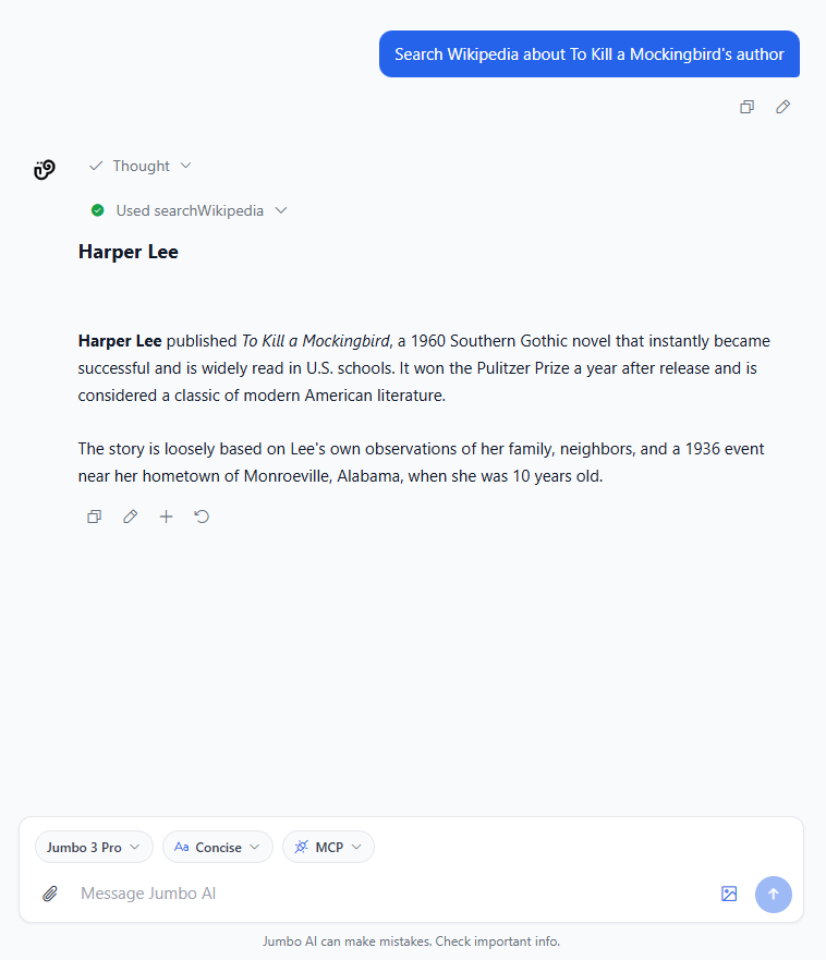 Jumbo AI chat interface